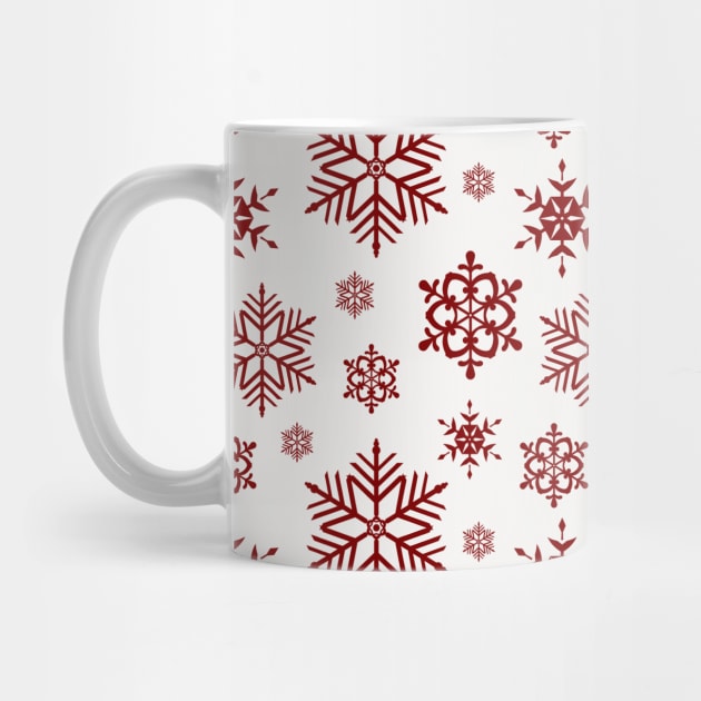 Large Dark Christmas Candy Apple Red Snowflakes on White by podartist